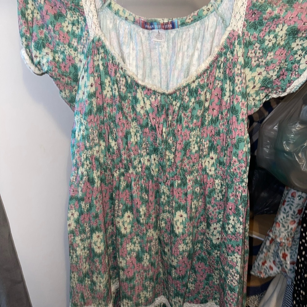 Urban Outfitters Green Flutter Sleeve Midi Dress